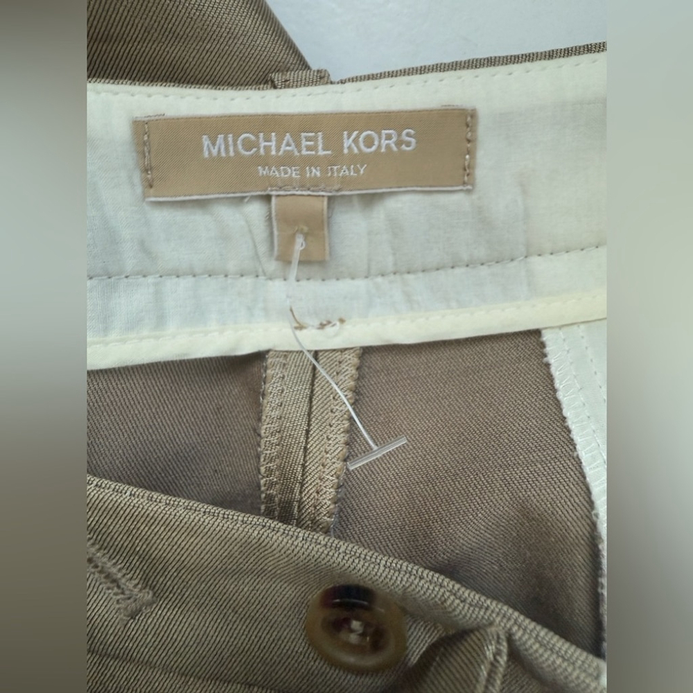 $990 Michael Kors Collection Tan Dress Pants Straight-Leg Silhouette metallic - Picture 4 of 7